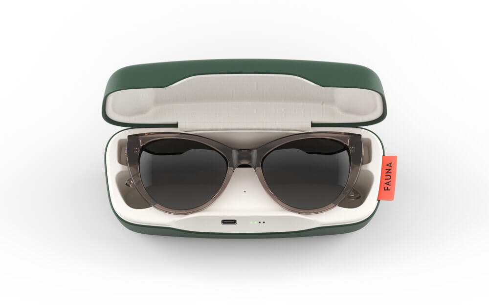 FAUNA Fabula Crystal Brown music sunglasses in charging case