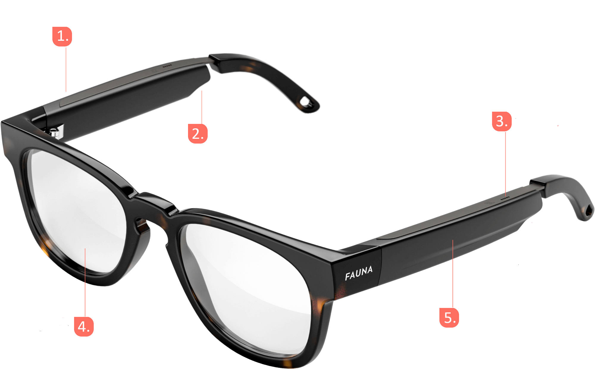 Spiro Transparent Brown - Fauna - Designer Audio Bluetooth Glasses